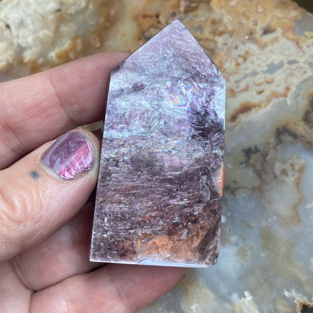 Gemmy lepidolite tower
